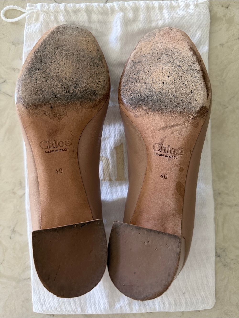 Chloe Lauren Scalloped Nude Leather Block Heel Pump - Picture 10 of 10
